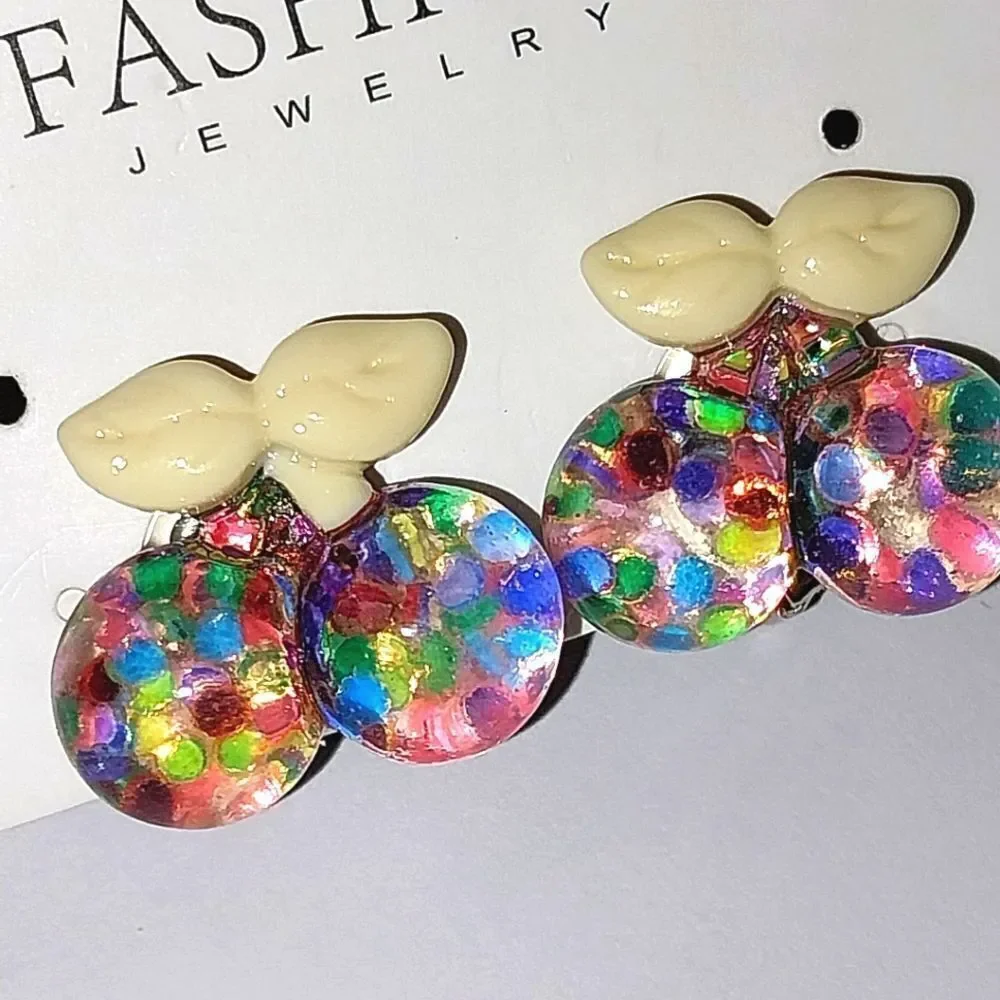 Beautiful girls clip-on cherrie bow earrings for kids